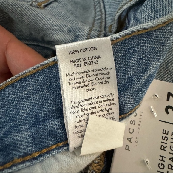 PacSun Light Blue Ripped High Waisted Straight Leg Jeans - Picture 9 of 10